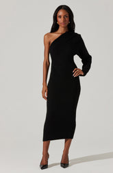 Finola One Shoulder Midi Sweater Dress