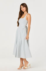 Vinya Plaid Bow-Back Midi Dress