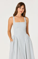 Vinya Plaid Bow-Back Midi Dress
