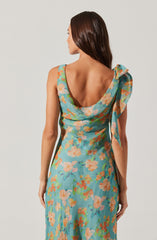Isabelle Ruffled Cowl Neck Floral Midi Dress