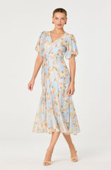 Lavena Floral Balloon Sleeve Midi Dress