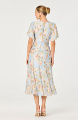 Lavena Floral Balloon Sleeve Midi Dress