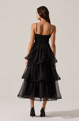 Theiria Pleated Tiered Midi Dress