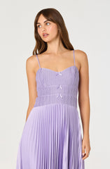 Shionagh Satin Bow-Detail Pleated Midi Dress