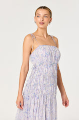 Keyleth Floral Tiered Bow Midi Dress