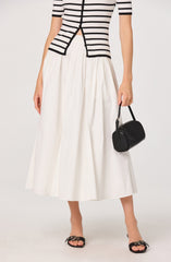 Sidra Cotton Knife Pleat Godet Midi Skirt