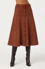 Zoya Faux Suede Midi Skirt
