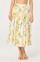 Kaleigh Paradise Print Gathered Midi Skirt