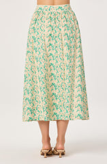 Keesha Button-Front Floral Midi Skirt
