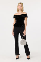Tenille Velvet Off Shoulder Top