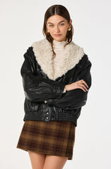 Jonyssa Faux Leather Bomber Jacket