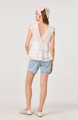 Shanteria Crochet Trim Tiered Top