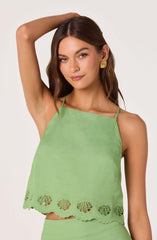 Taniya Embroidered Linen Tank Top