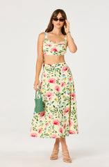 Myria Floral Tie-Strap Cropped Bustier Top
