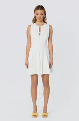 Tristan V-neck Self-Tie Godet Mini Dress