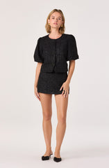 Tweed Puff Sleeve Bow Jacket