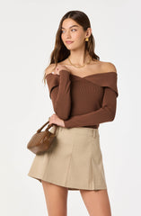 Ribbed Off Shoulder Long Sleeve Sweater