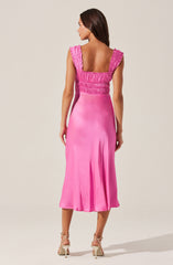 Enola Satin Smocked Midi Dress