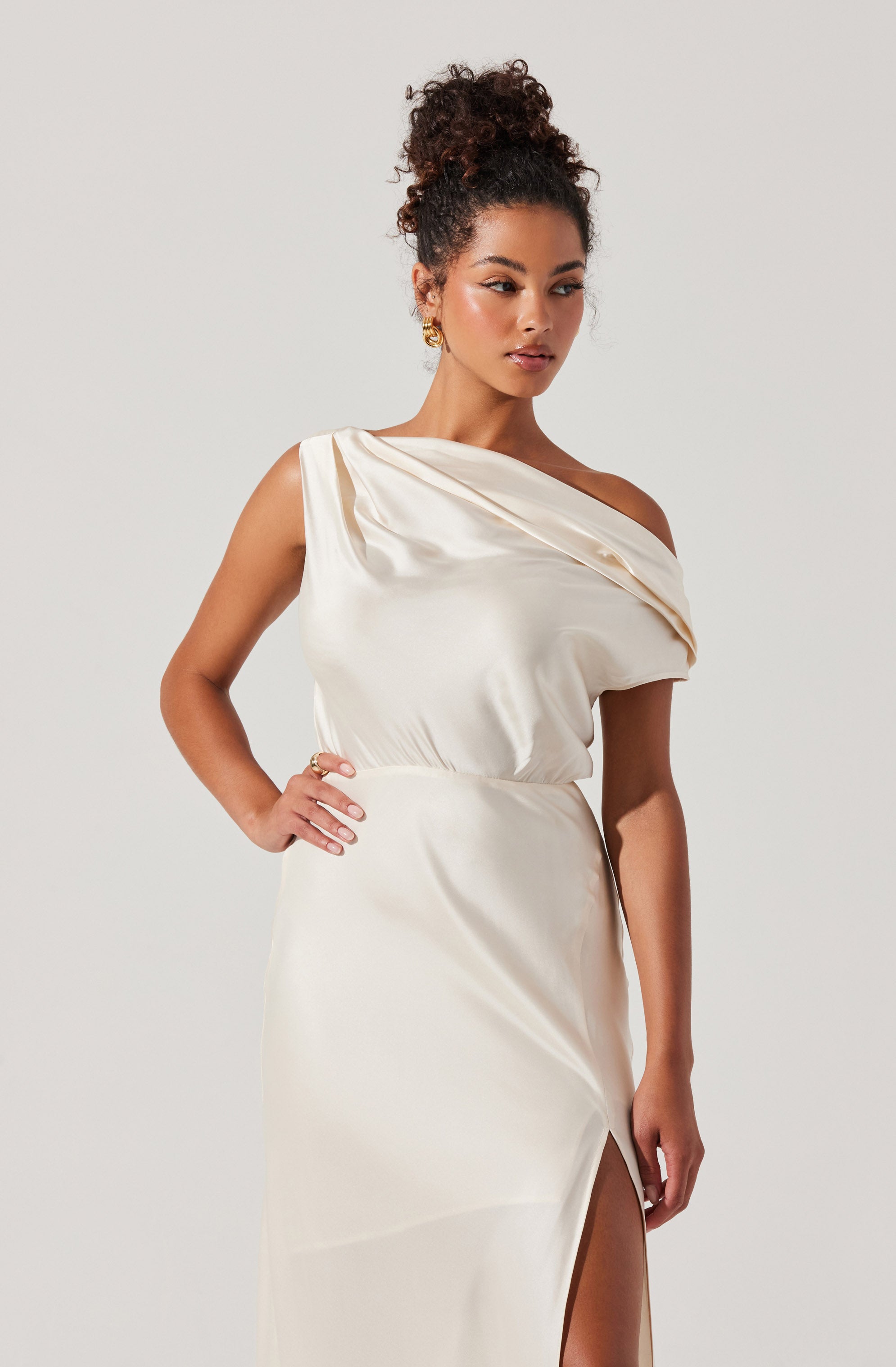 Monroe Satin Off Shoulder Maxi Dress