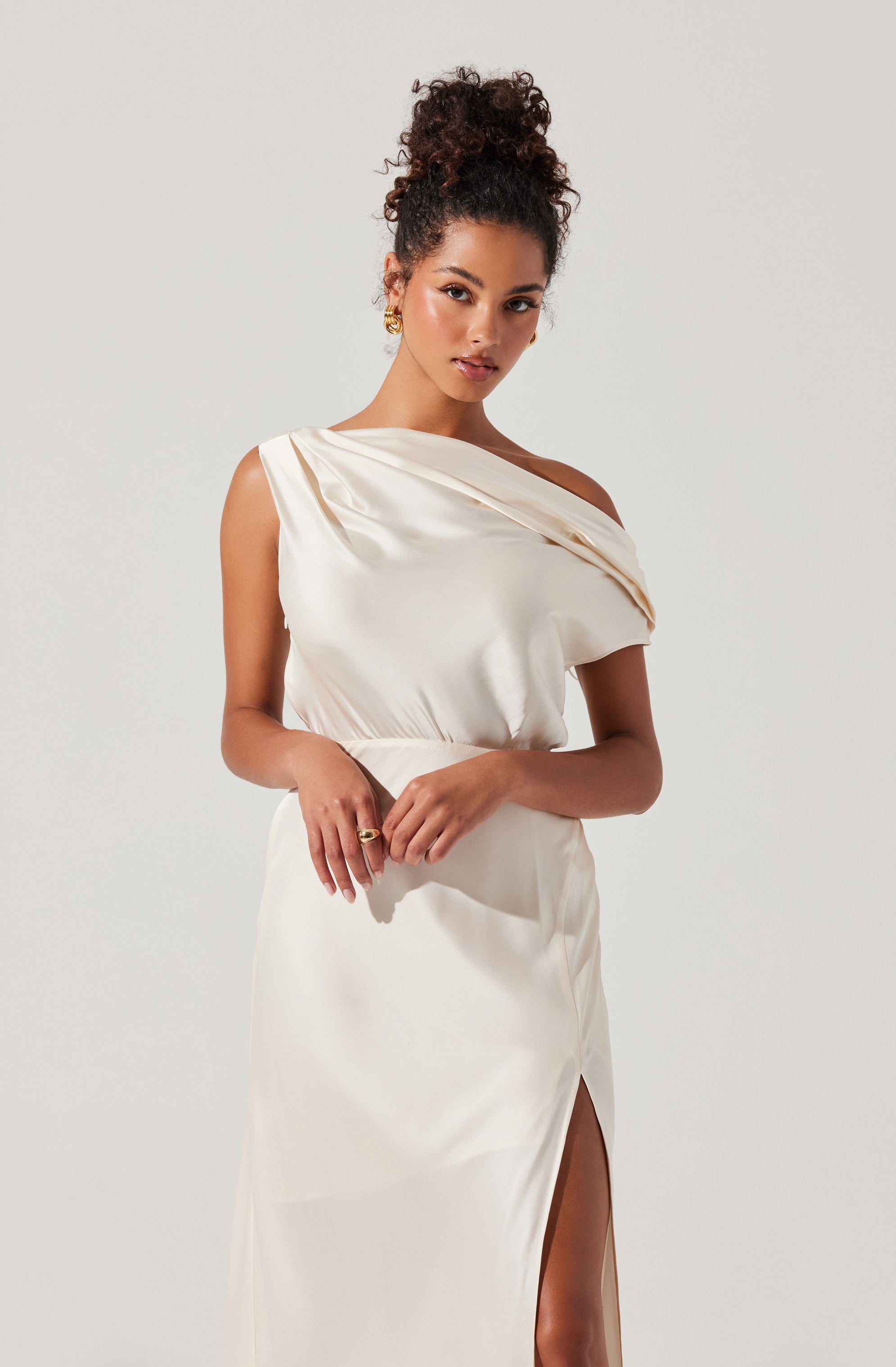 Monroe Satin Off Shoulder Maxi Dress
