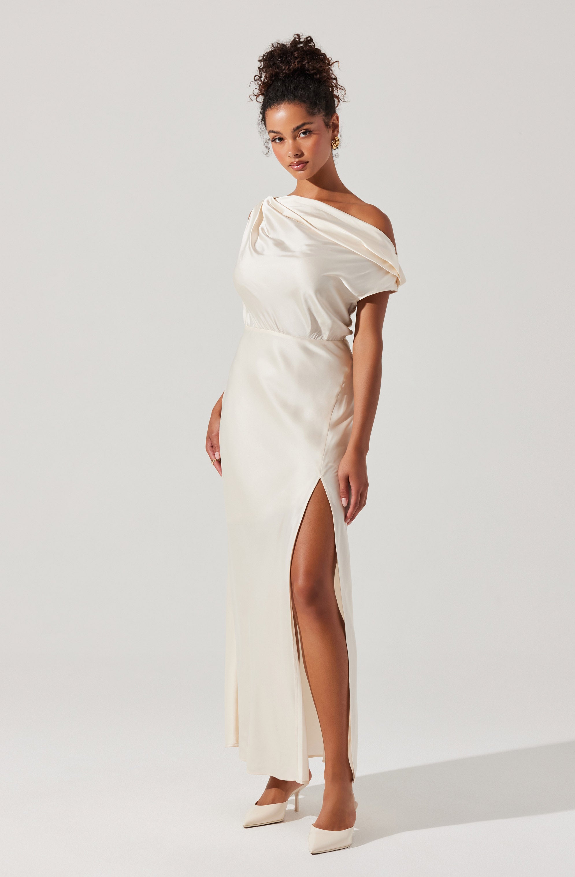 Monroe Satin Off Shoulder Maxi Dress