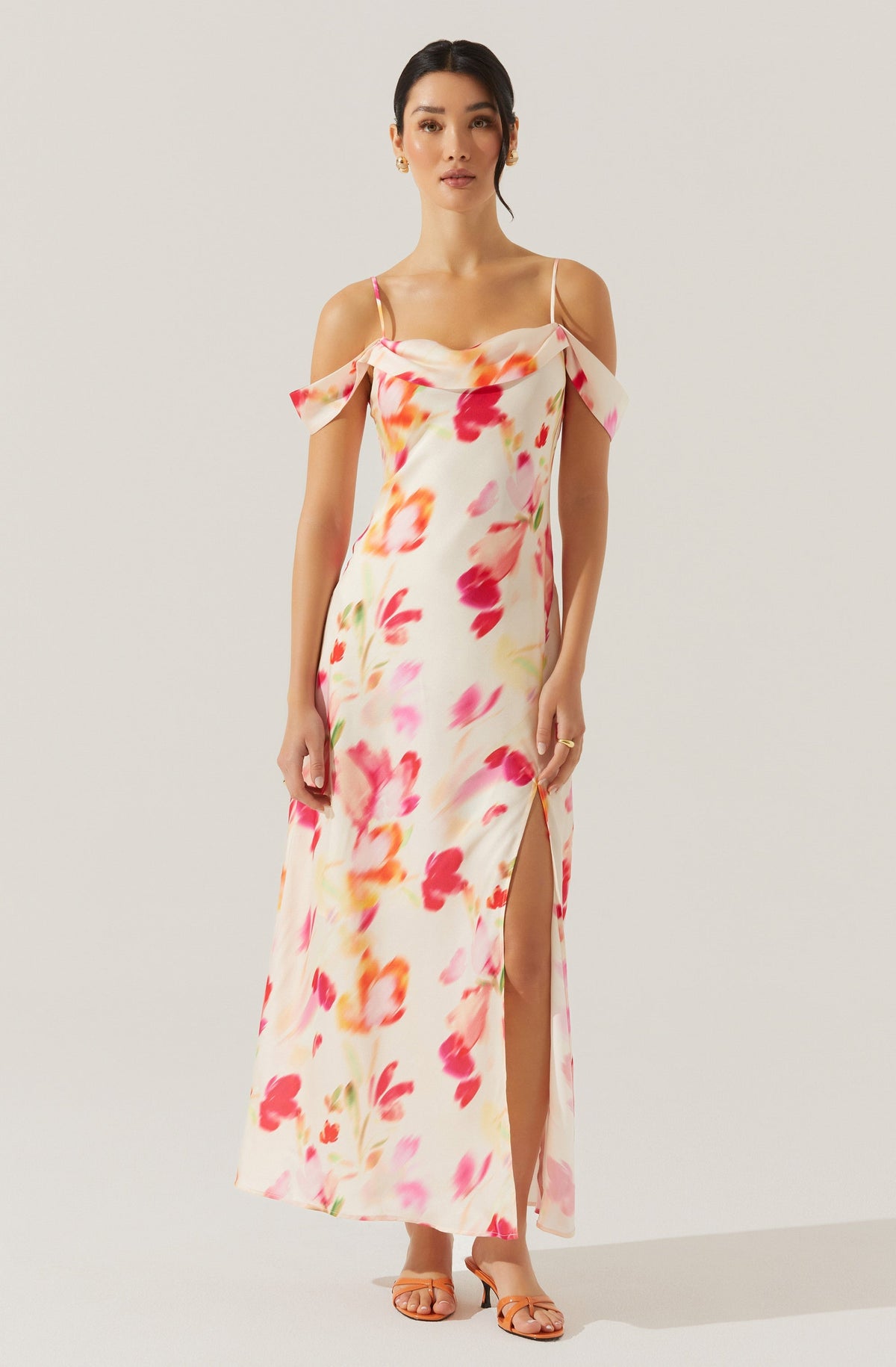 Kitura Cold Shoulder Floral Maxi Dress