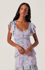 Mable Floral Tiered Ruffle Maxi Dress