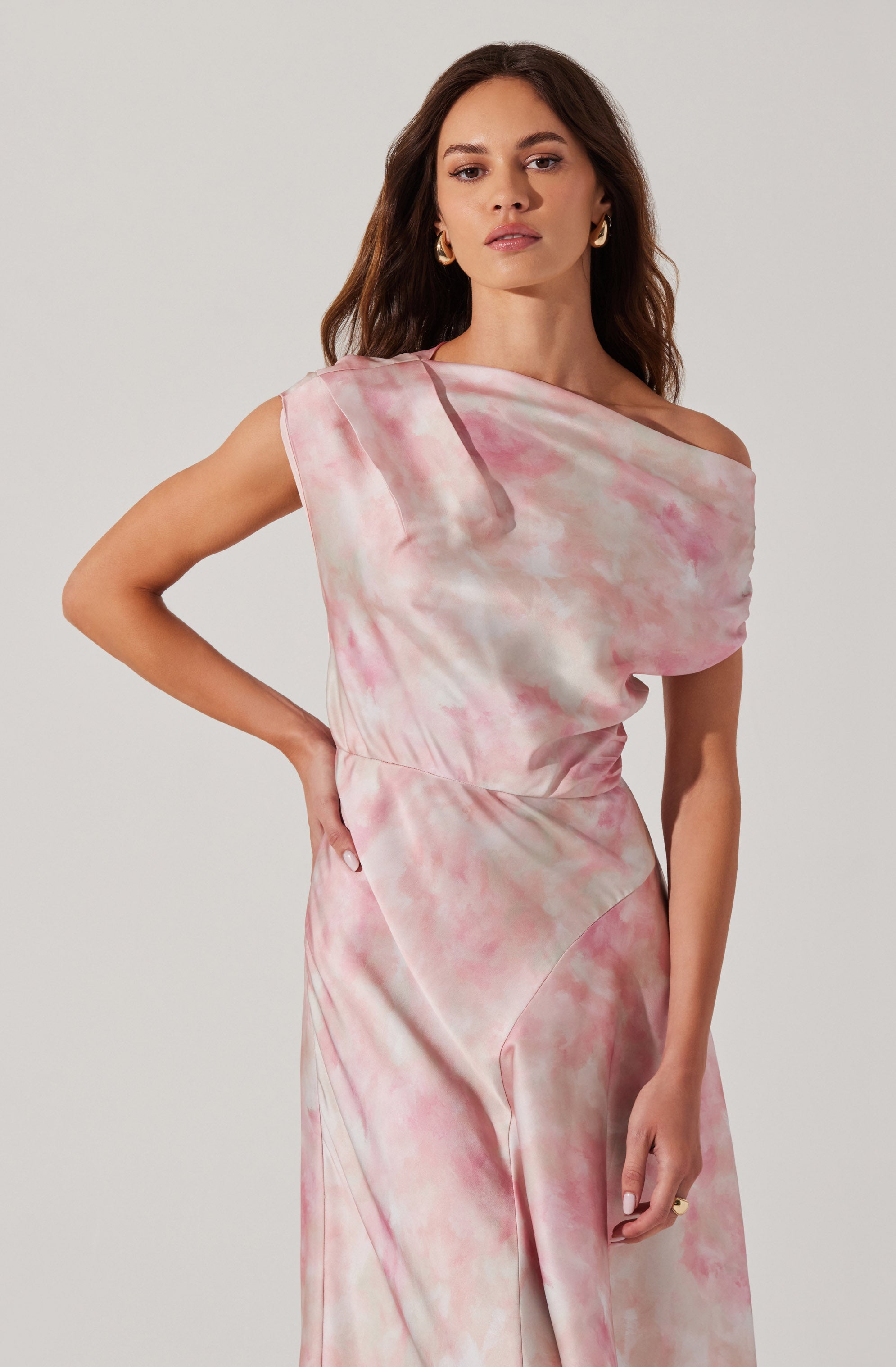Mairyn Tie Dye Satin Midi Dress
