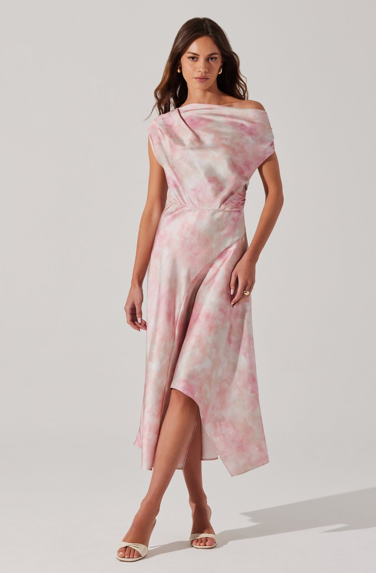 Mairyn Tie Dye Satin Midi Dress