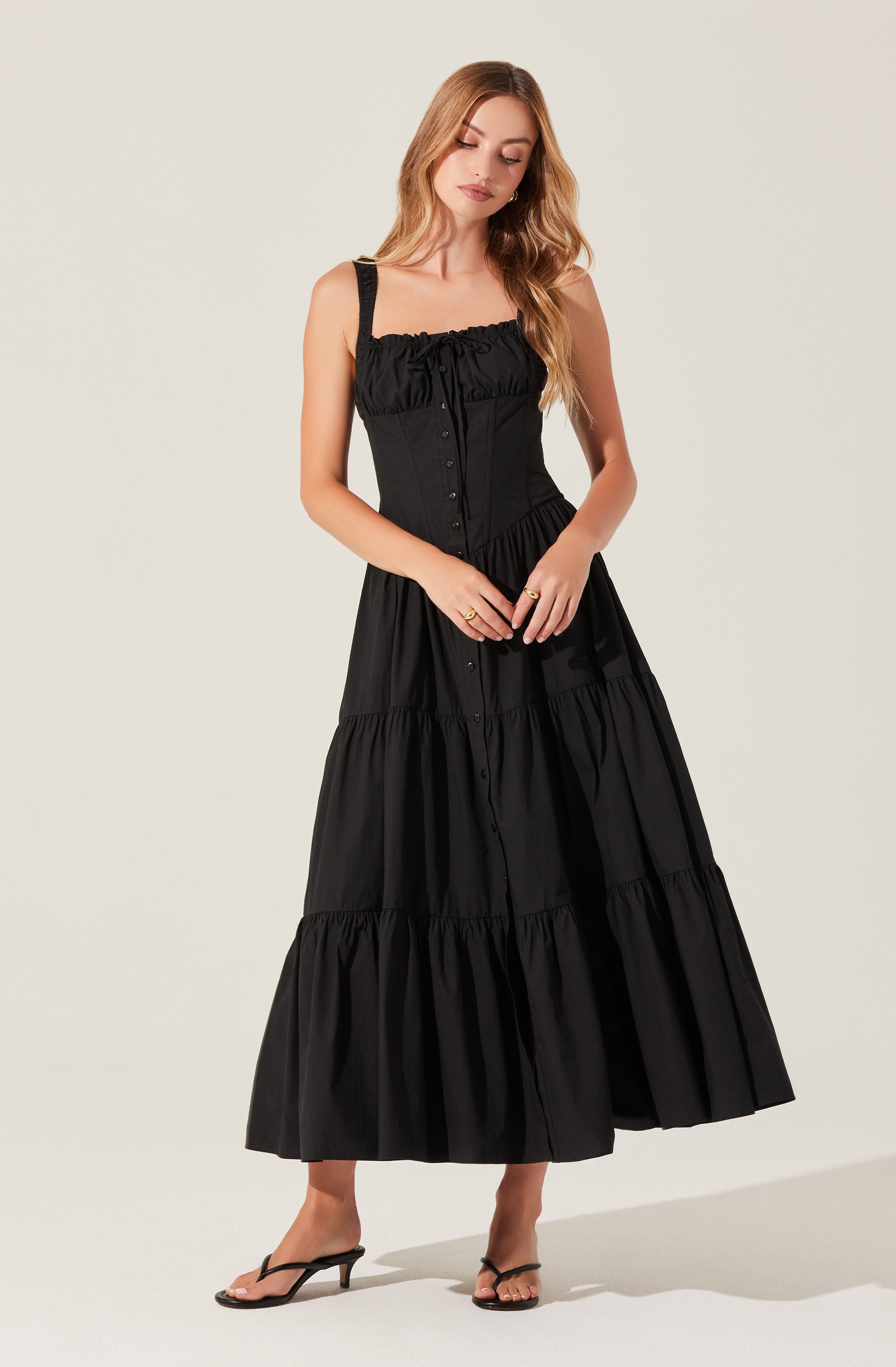 Temperance Tiered Milkmaid Maxi Dress