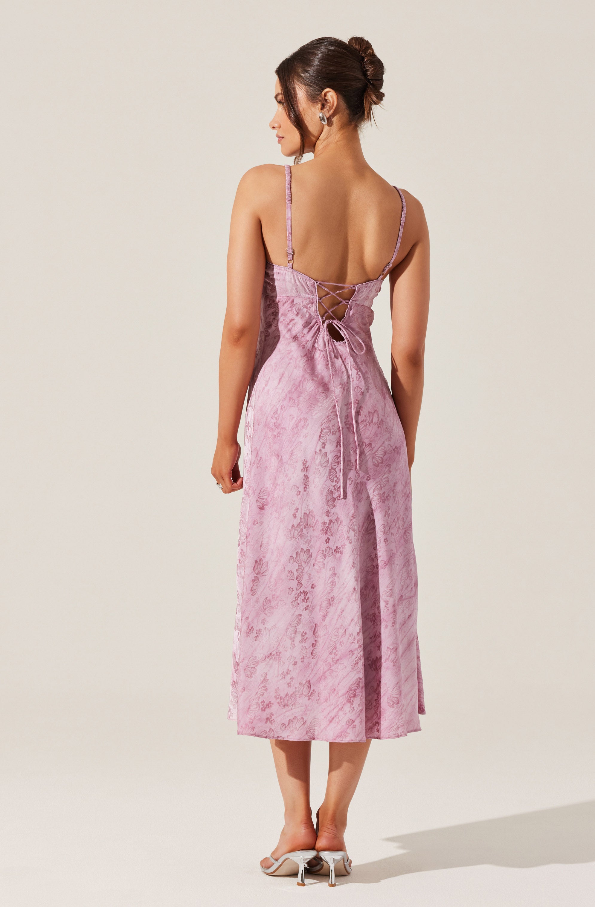 Kaiya Floral Jacquard Satin Midi Dress