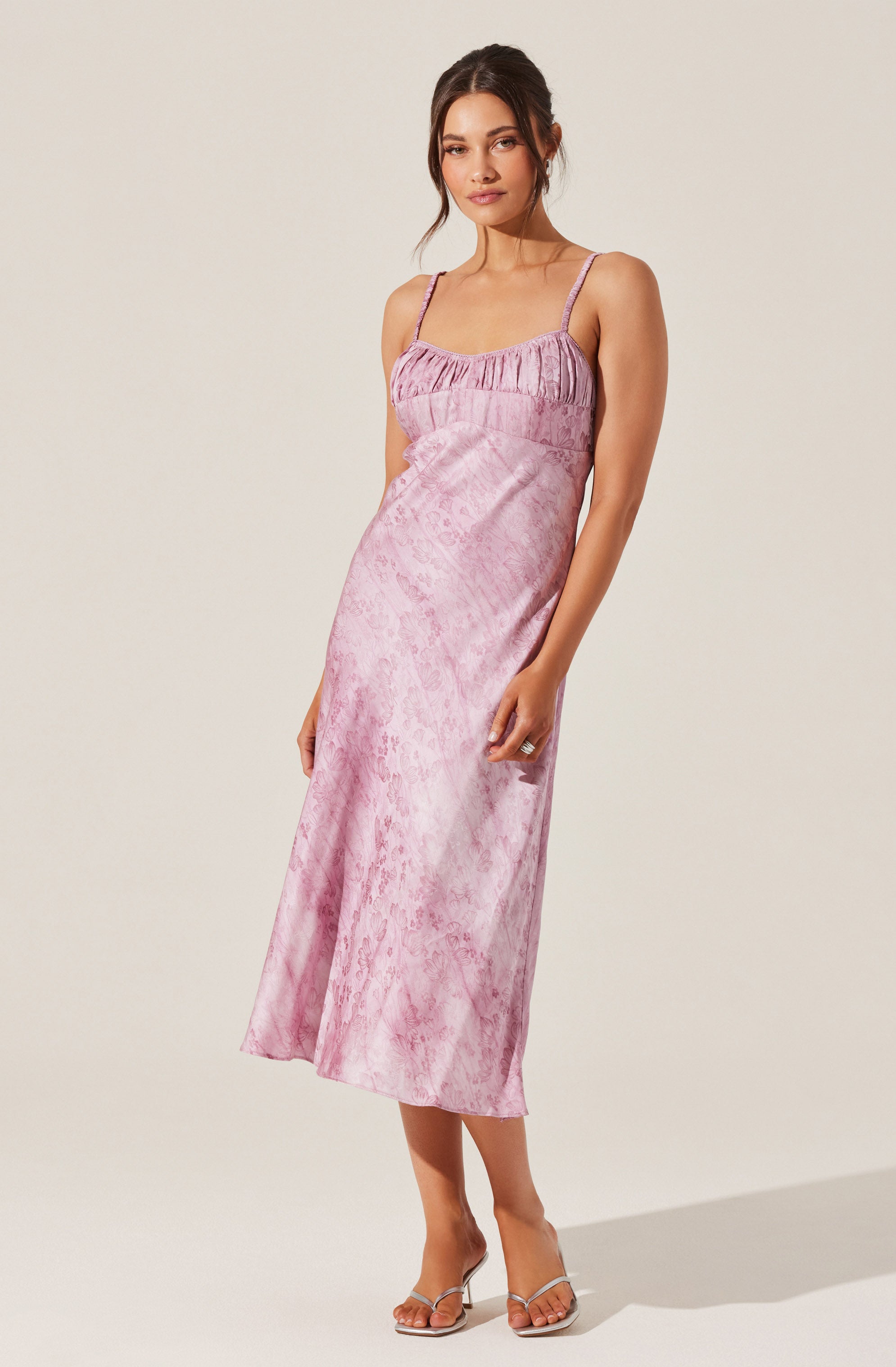 Kaiya Floral Jacquard Satin Midi Dress