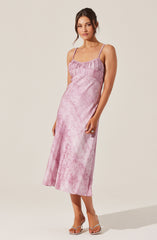 Kaiya Floral Jacquard Satin Midi Dress