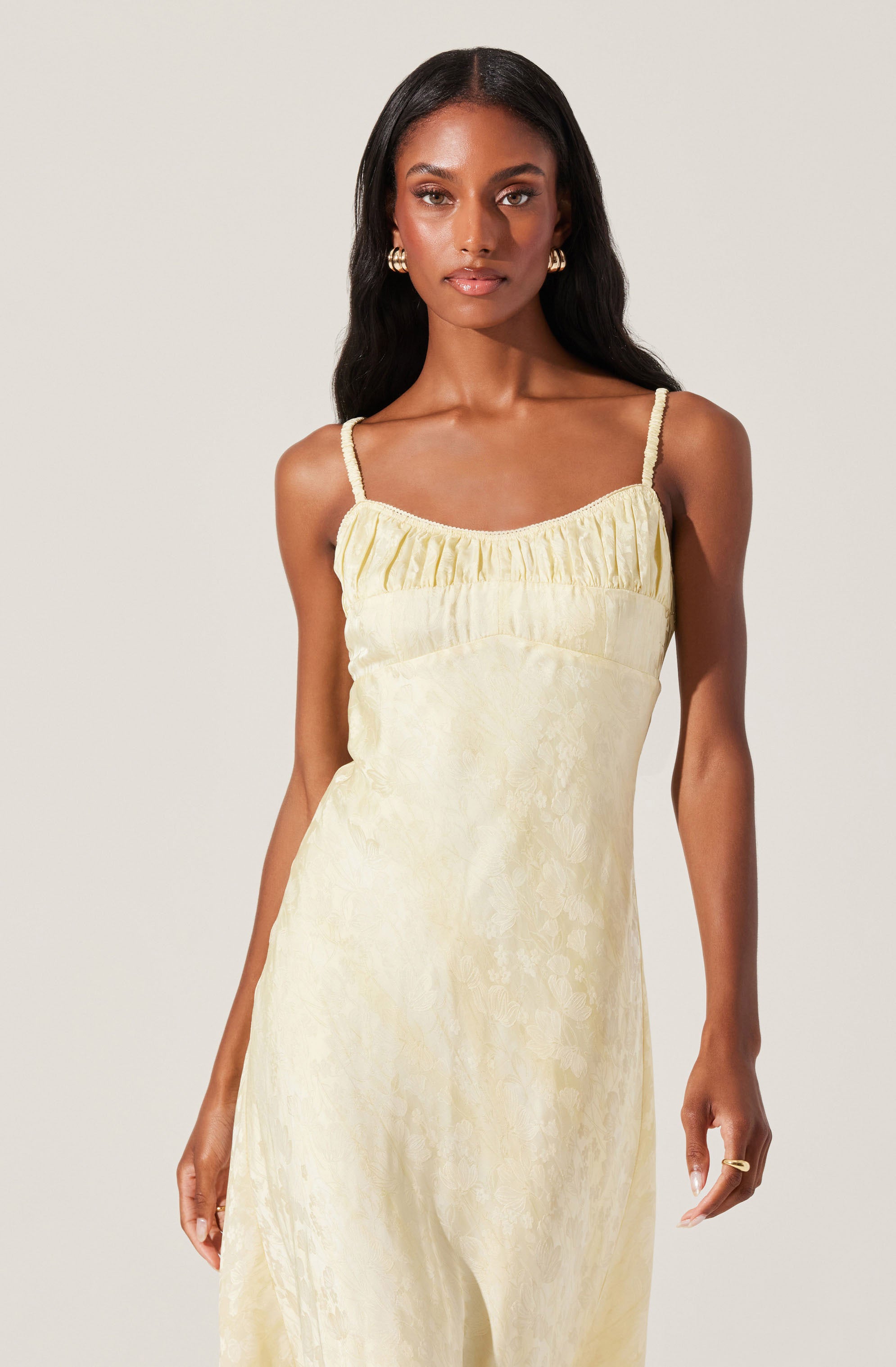 Kaiya Floral Jacquard Satin Midi Dress