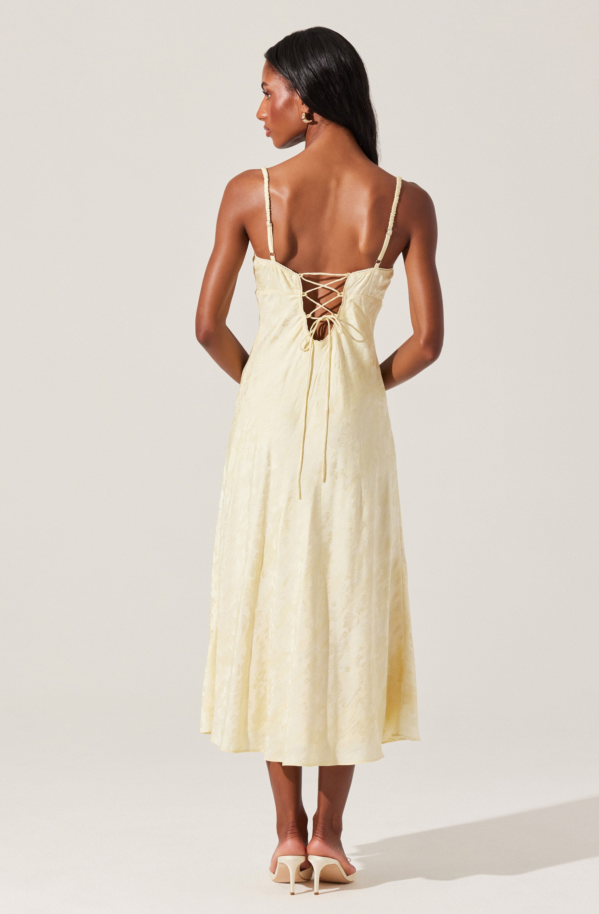 Kaiya Floral Jacquard Satin Midi Dress