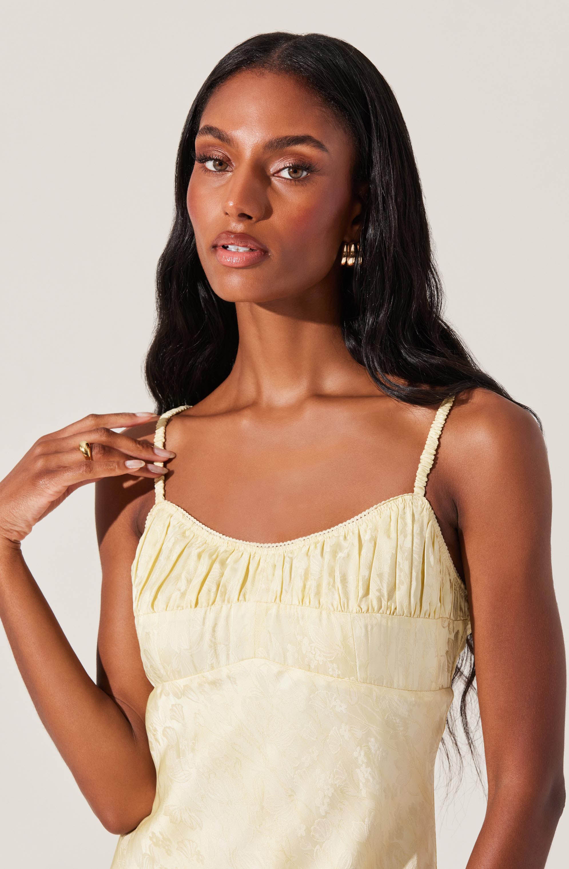 Kaiya Floral Jacquard Satin Midi Dress