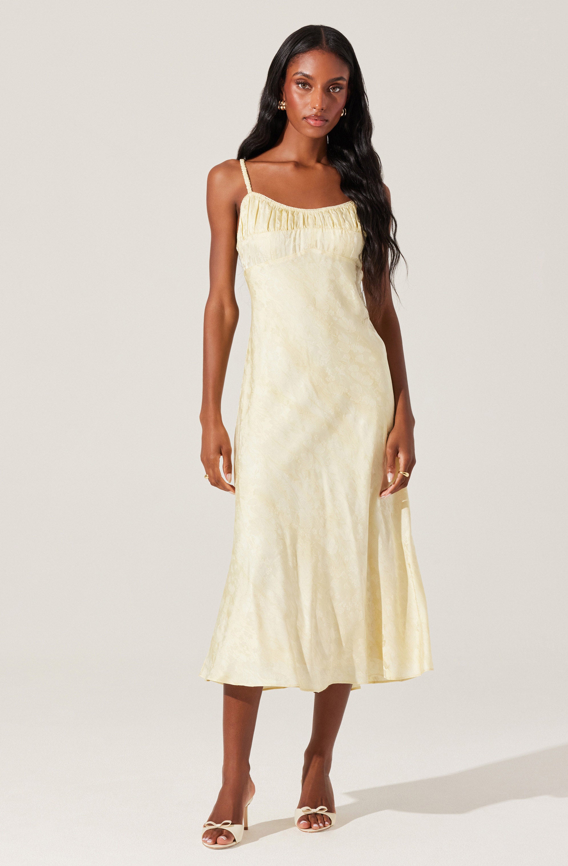 Kaiya Floral Jacquard Satin Midi Dress