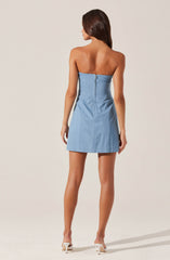 Mazzei Strapless Denim Mini Dress
