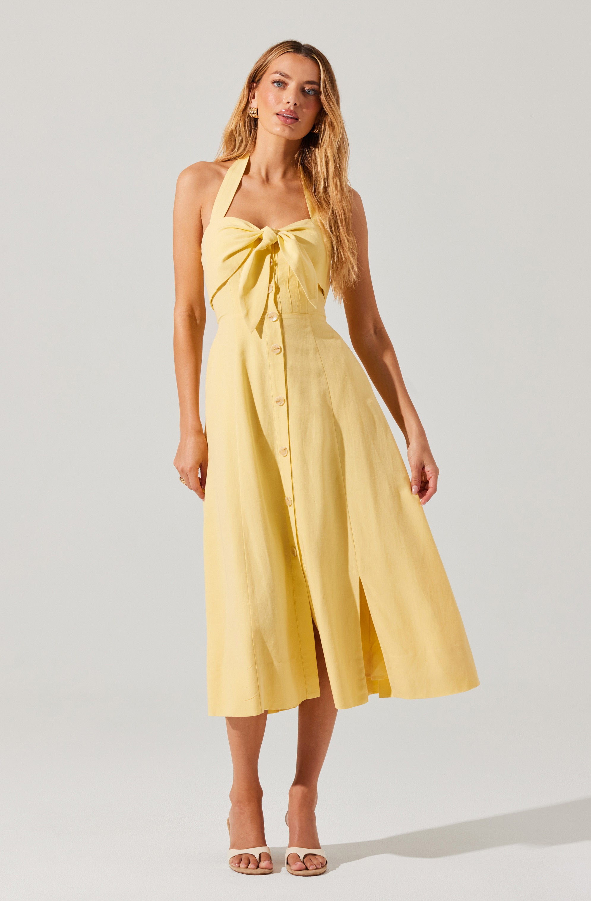 Katherine Linen-Blend Halter Midi Dress