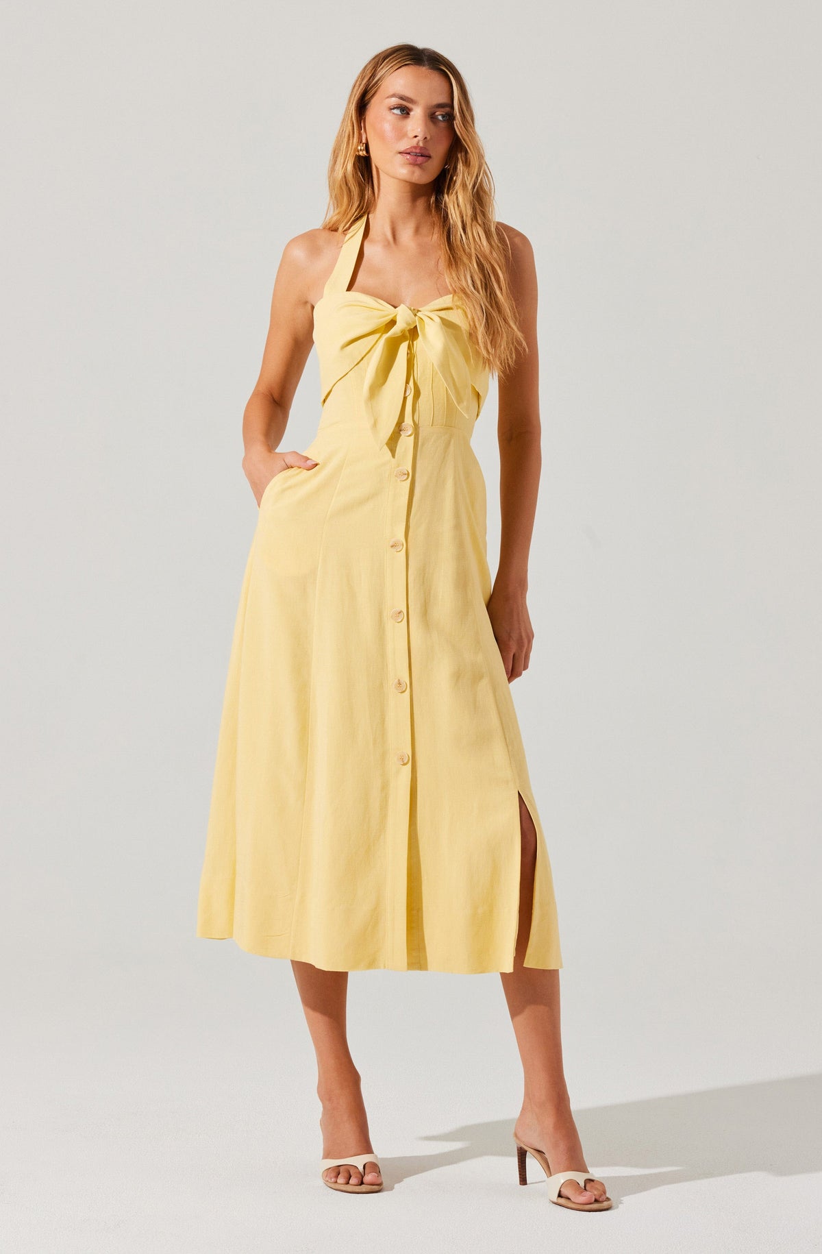 Katherine Linen-Blend Halter Midi Dress