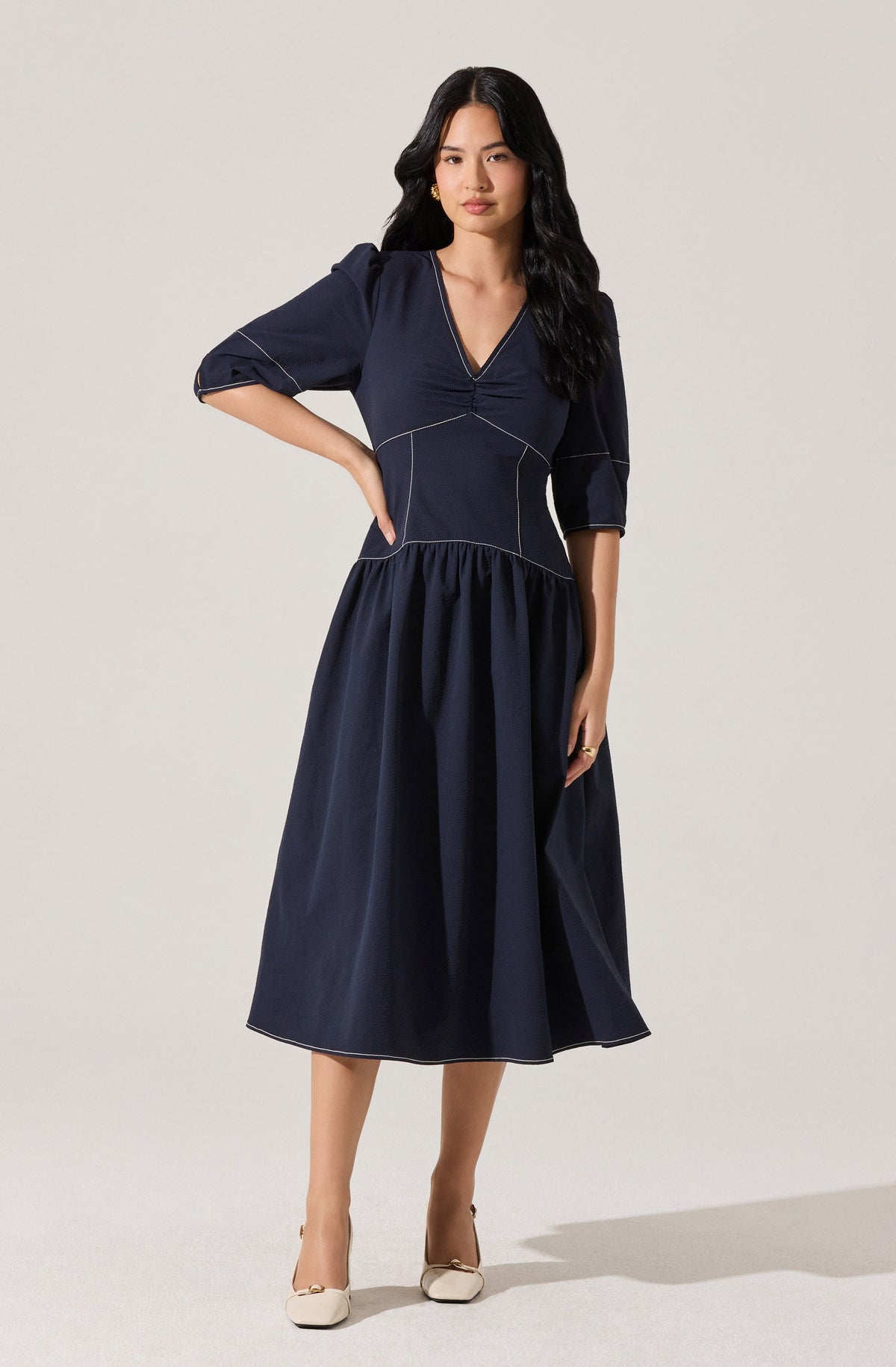 Samarra Contrast Stitch Midi Dress
