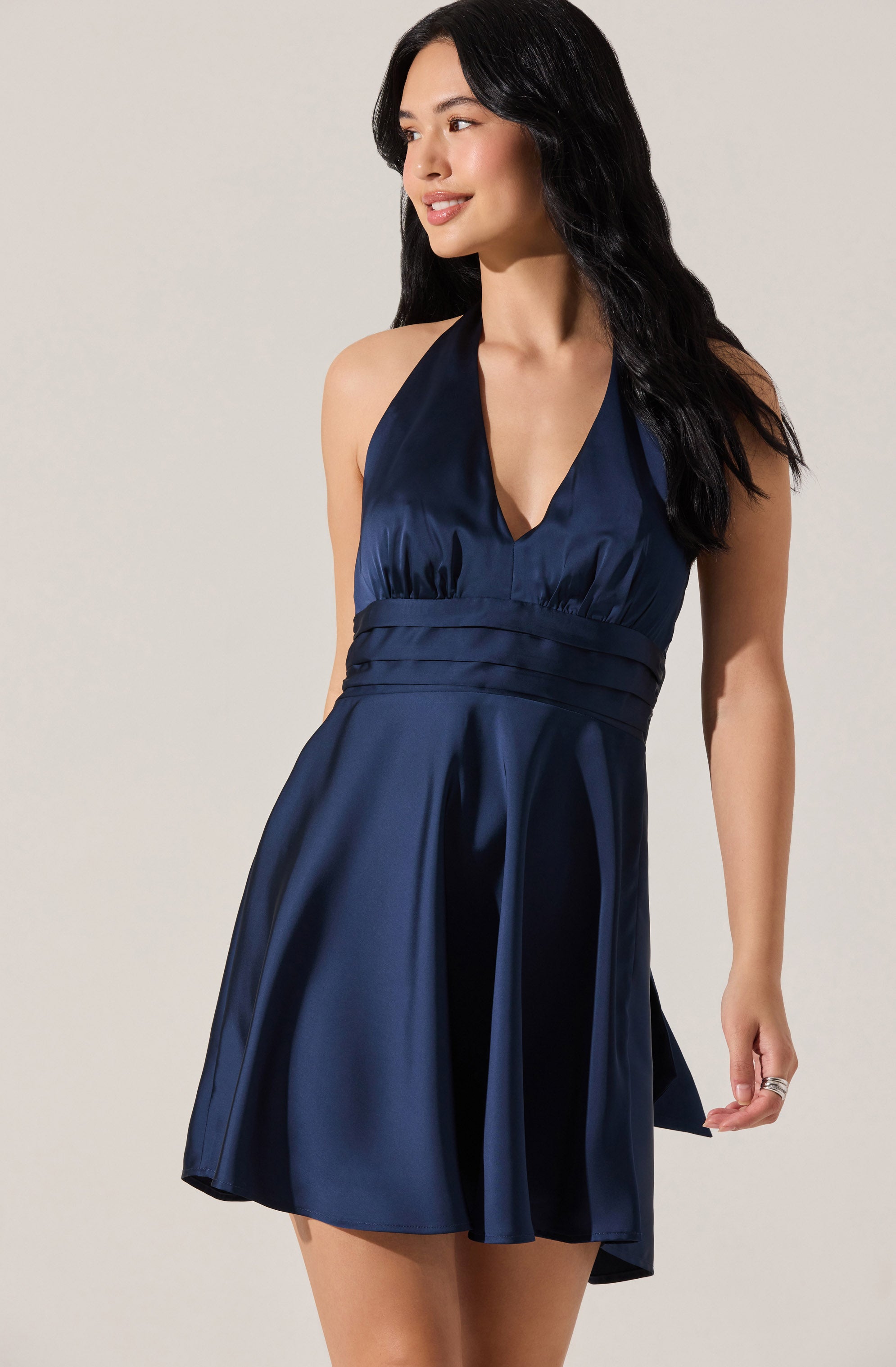Mielle Satin Halter Mini Dress