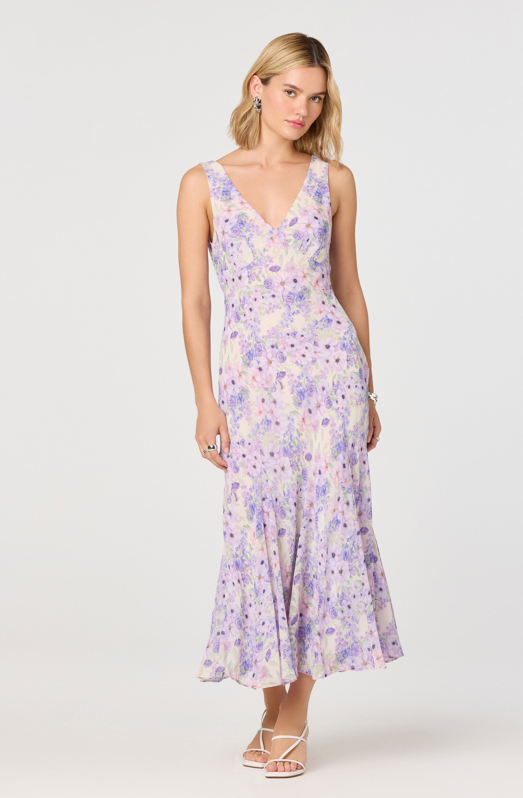 Symone Floral Godet Midi Dress