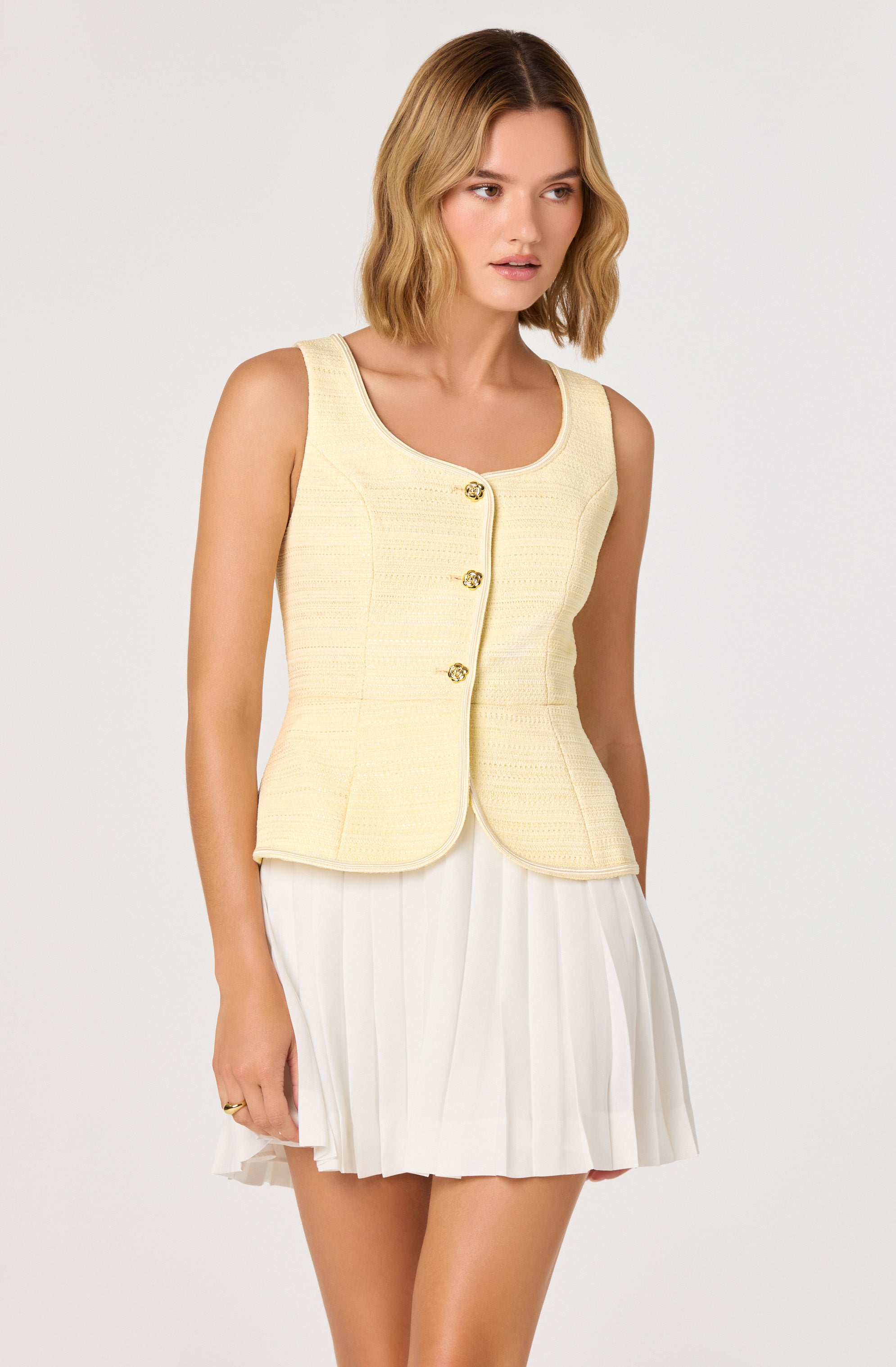 Sheridan Tweed Vest Mixed Media Mini Dress