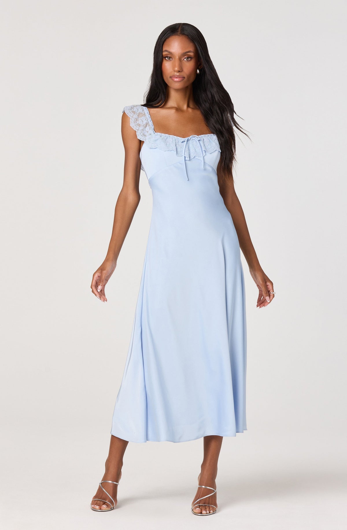 Makiya Lace Strap Empire Waist Midi Dress