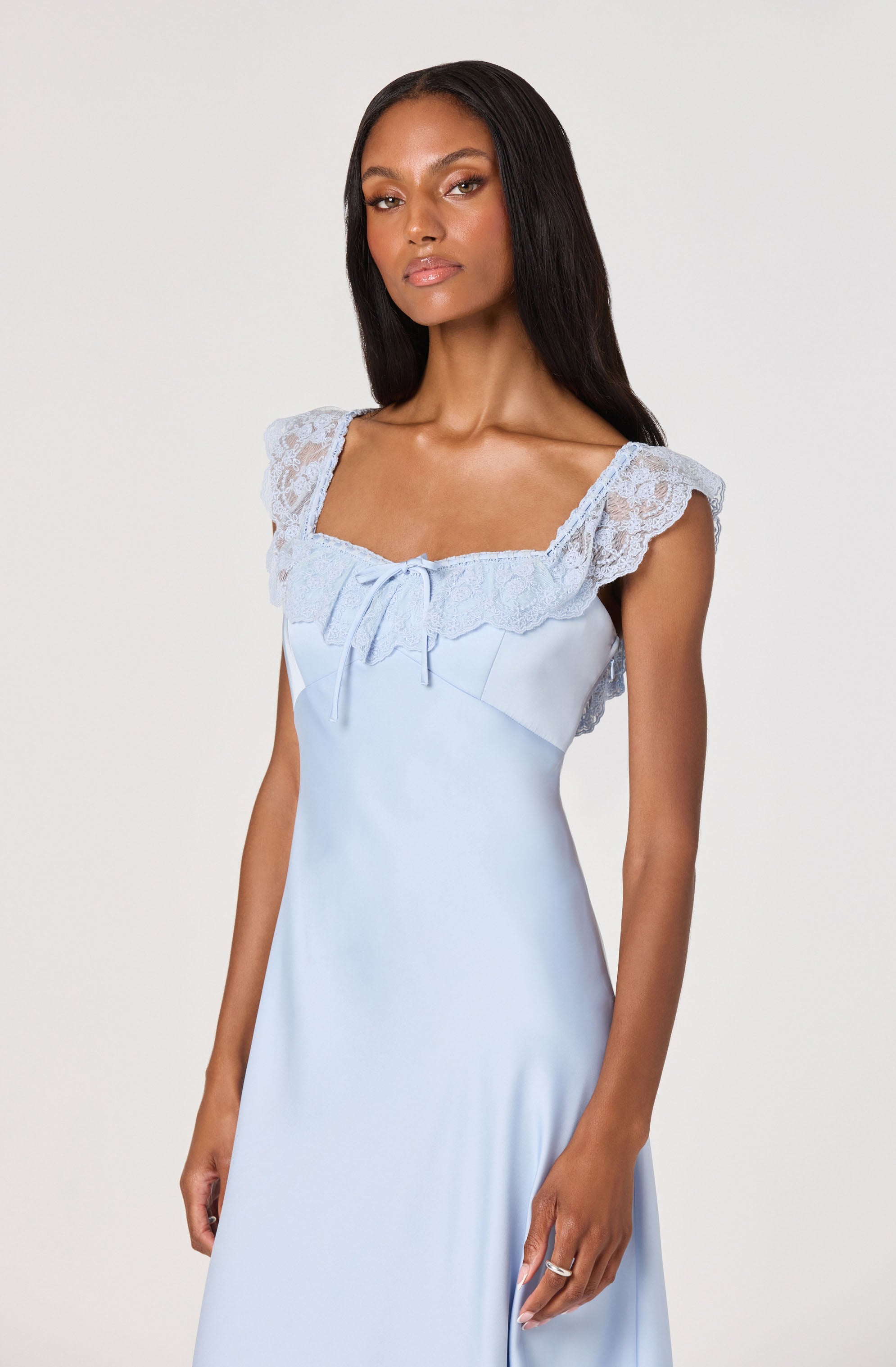 Makiya Lace Strap Empire Waist Midi Dress