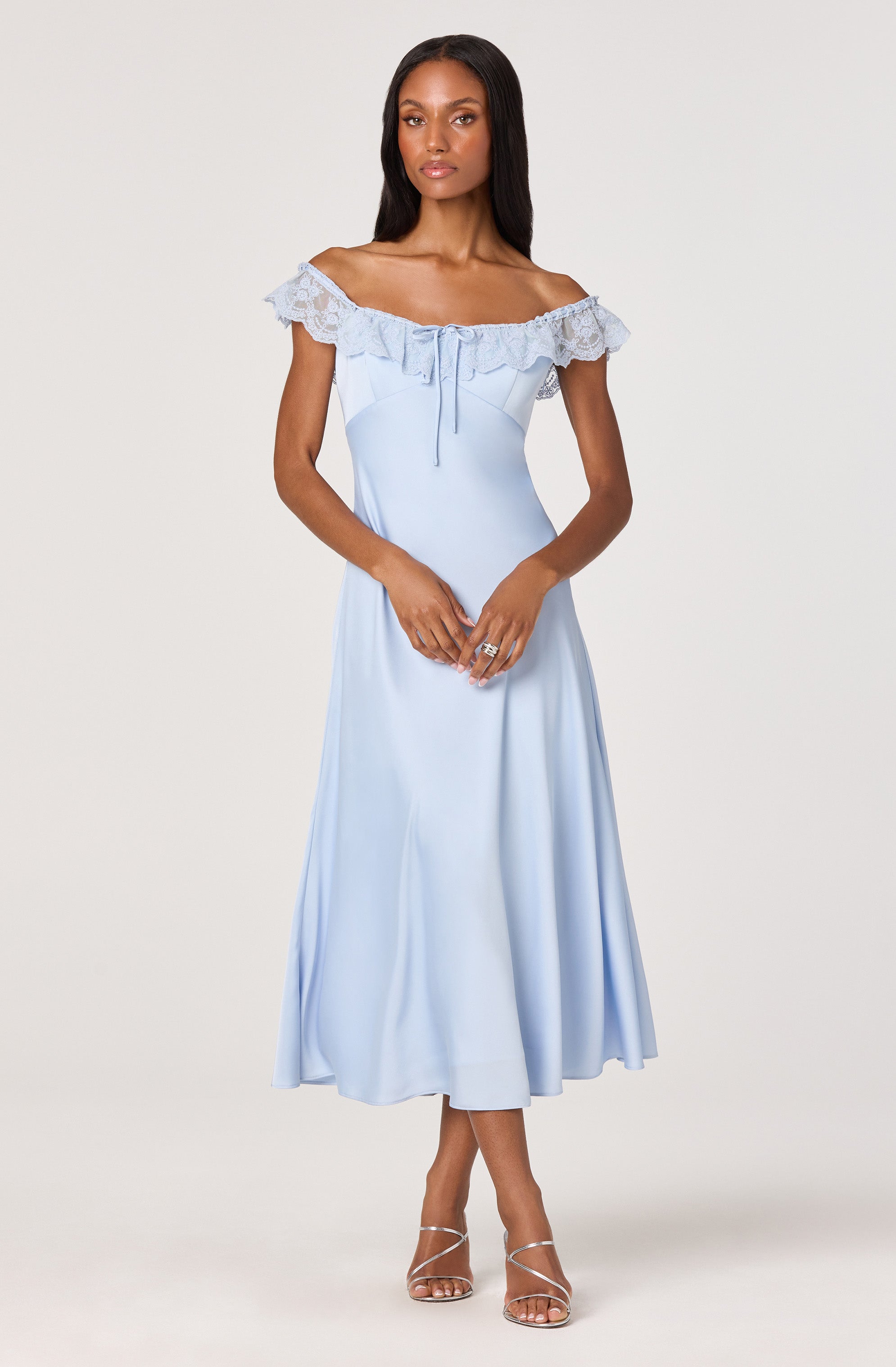 Makiya Lace Strap Empire Waist Midi Dress