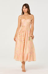 Halcyon Floral 3D Flower Appliqué Midi Dress