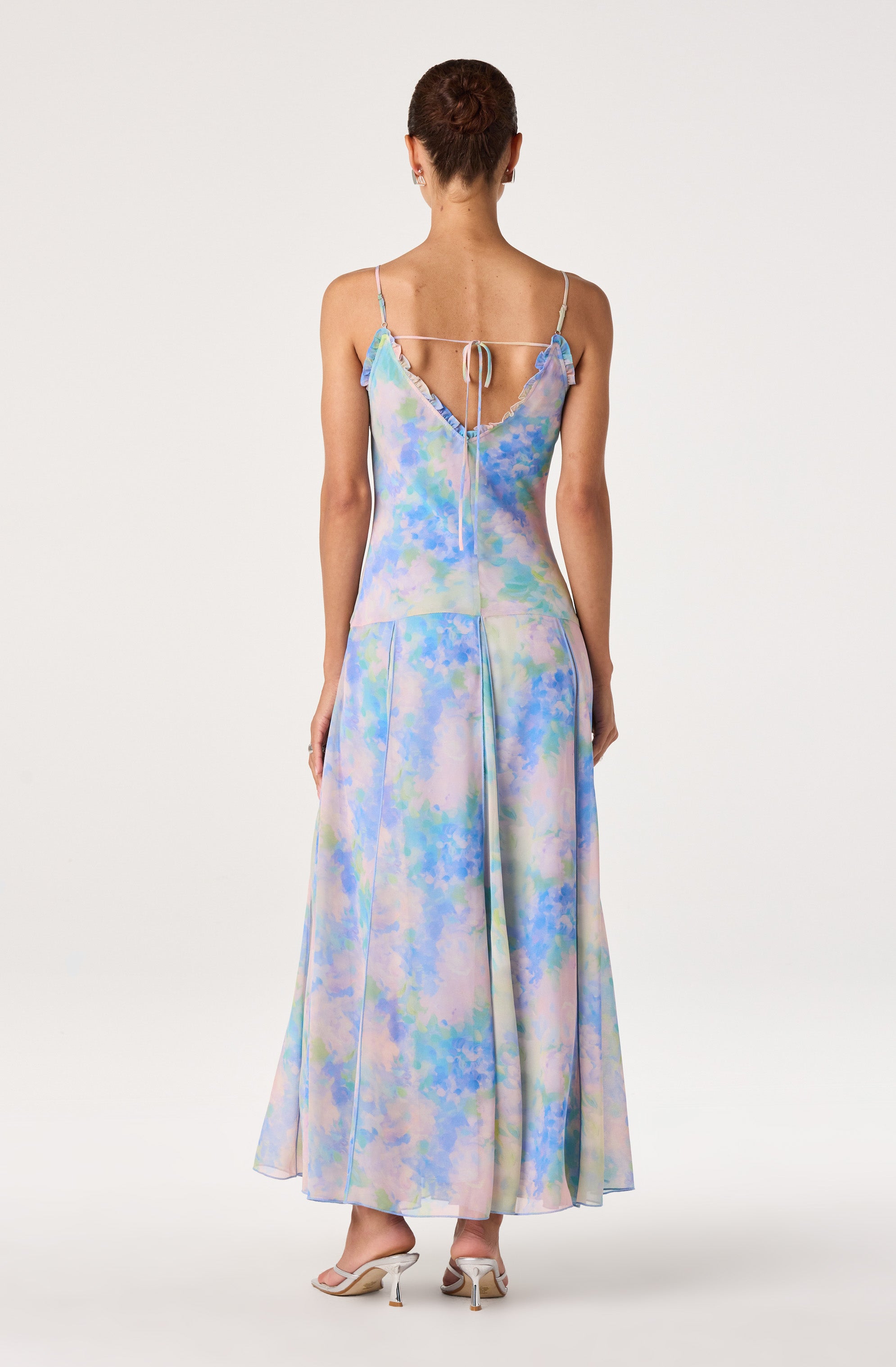 Hana Ruffle Trim Chiffon Maxi Dress