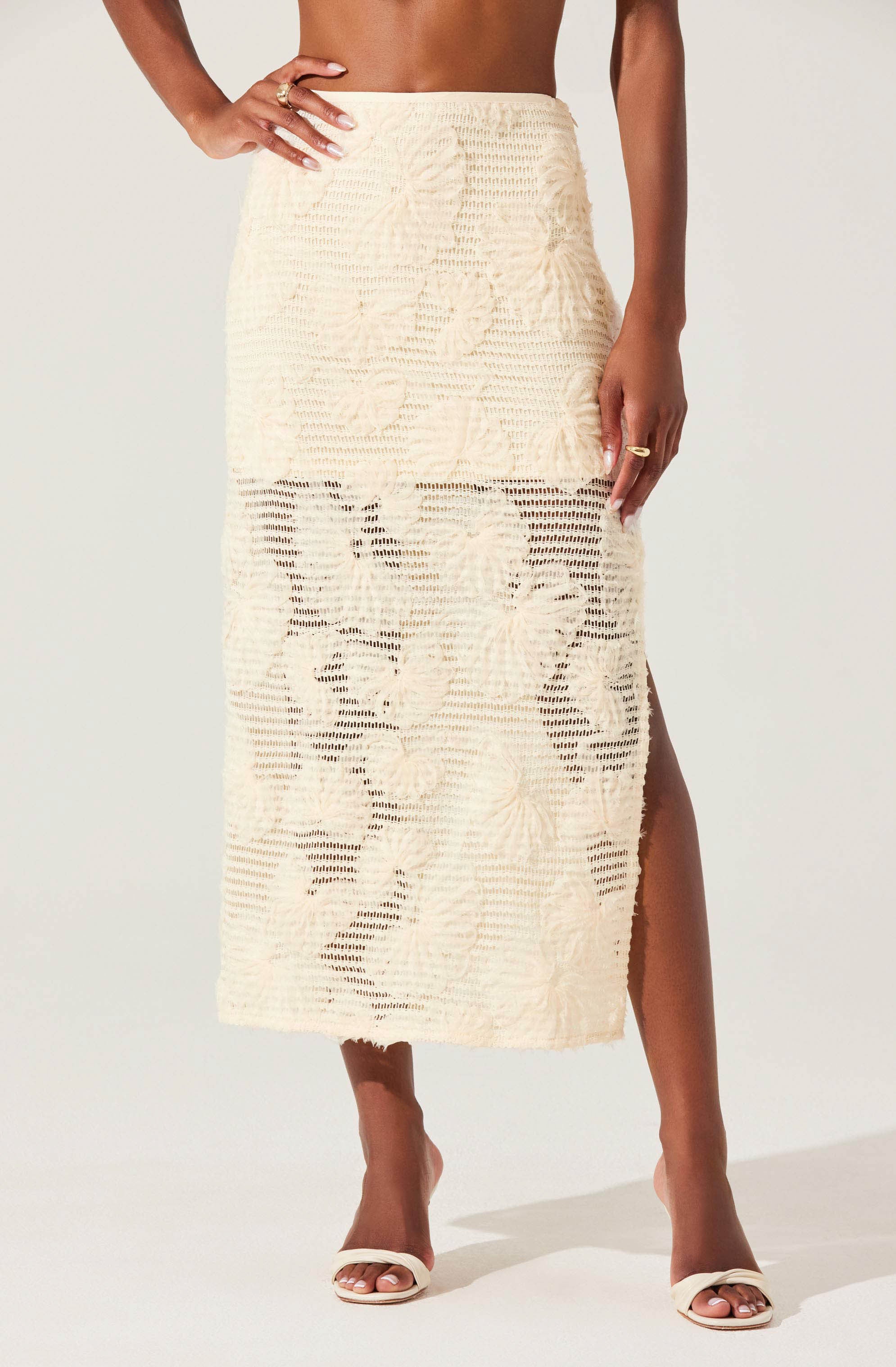 Sol Textured Floral Knit Midi Skirt
